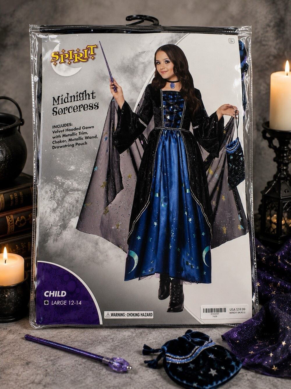 Spirit Midnight Sorceress Costume Child Large 12-14 Witch Wizard Halloween